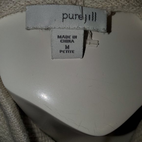 Pure Jill by J.Jill Light Gray/Ivory Waffle Knit Cowl Tunic Sweater PM - Picture 6 of 7